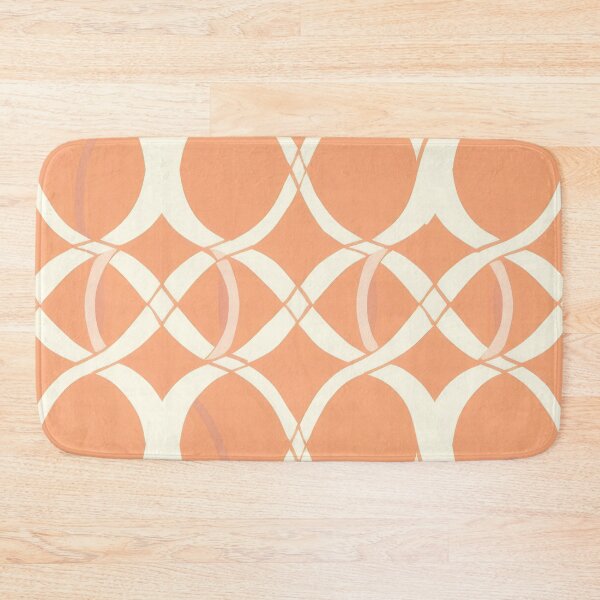 Item preview, Orange and cream modern abstract textile print designed and sold by PrettyPinkSkies.