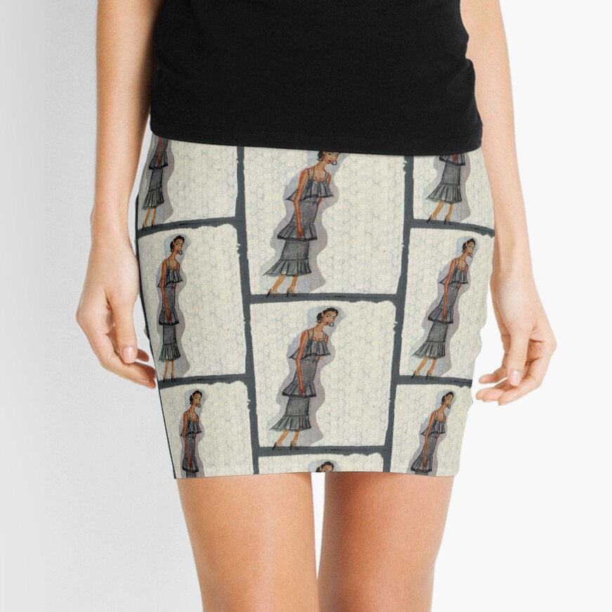 A Pretty Girl In a Ruffled Grey dress Mini Skirt