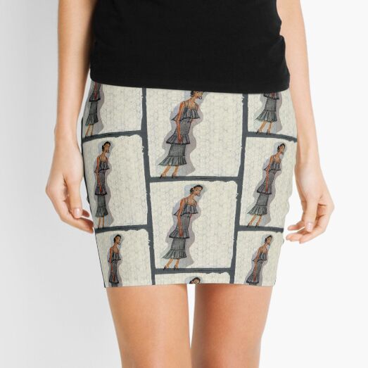 A Pretty Girl In a Ruffled Grey dress Mini Skirt