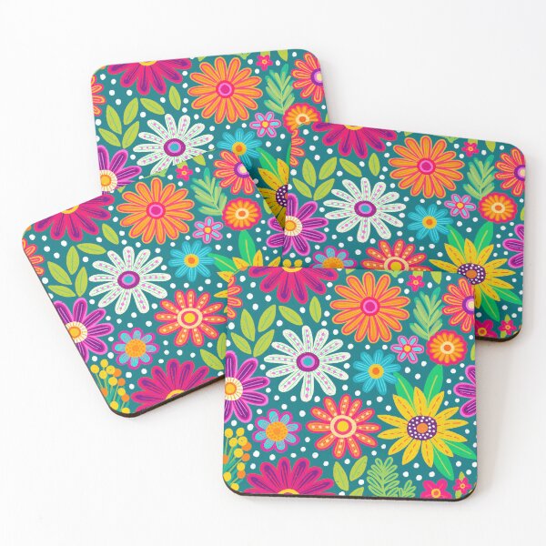 Item preview, Bright Colorful Flower Pattern designed and sold by AlwaysBeColoring.