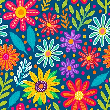 Artwork thumbnail, Bright Colorful Flower Pattern by AlwaysBeColoring