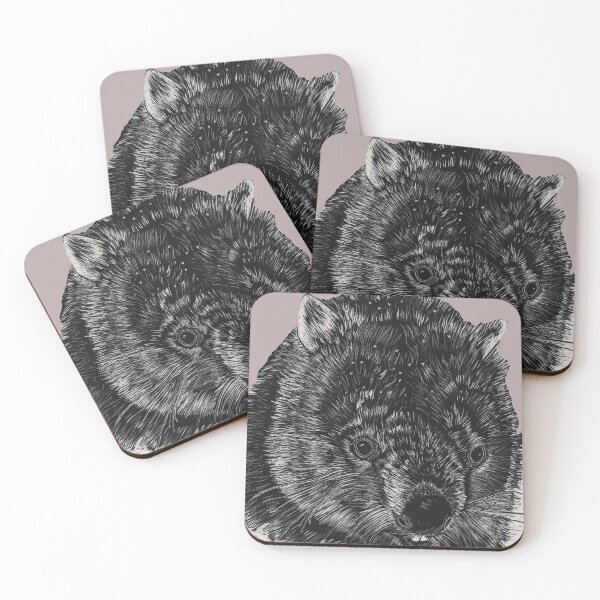 Item preview, Wombat in the snow in scraperboard. designed and sold by Nature in Tasmania.