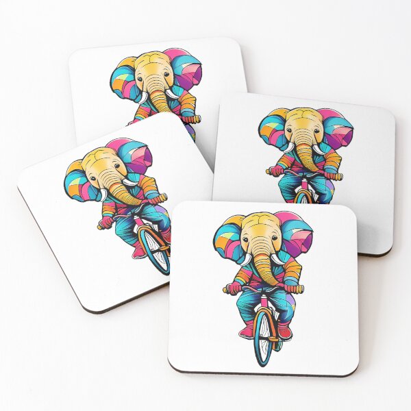 Item preview, Colorful Elephant Riding a Bike  designed and sold by OhAhStickers.
