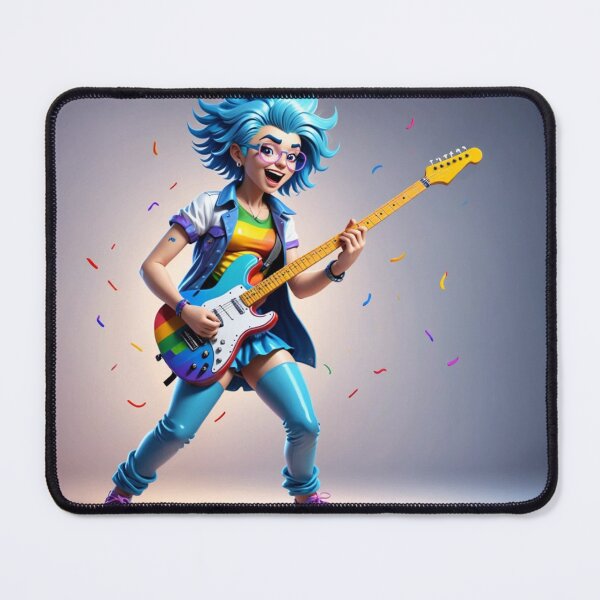 Item preview, Blue hair gay pride guitarist designed and sold by Artbellachi.