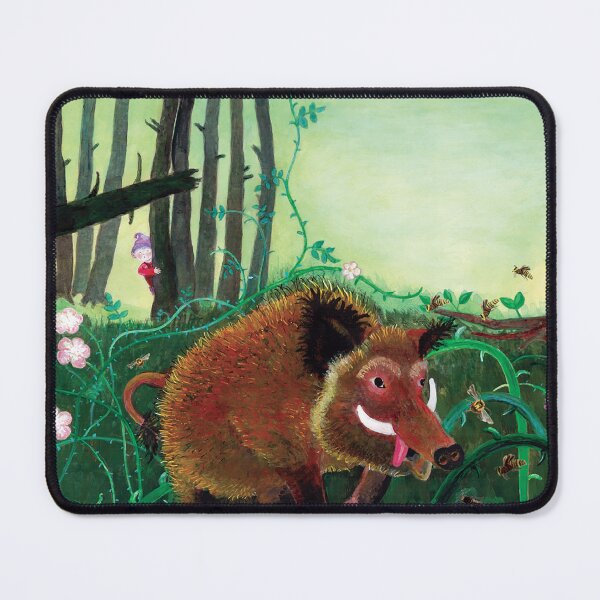 Item preview, Wild Boar Finding Hornet's Nest in a Gnomes Garden designed and sold by Julia Doria.