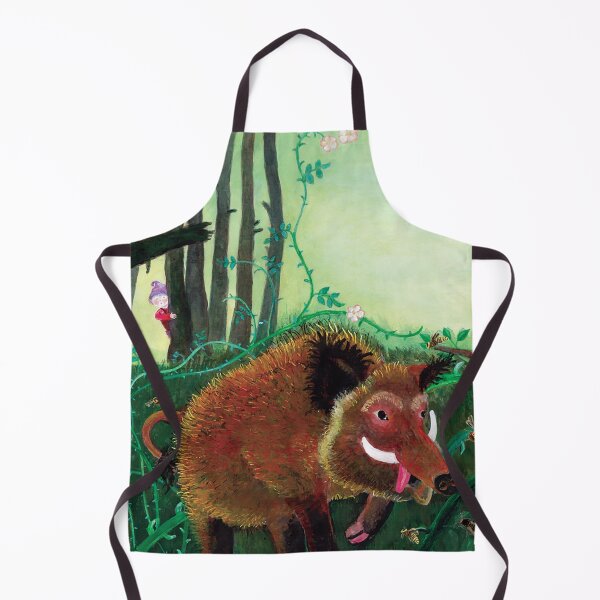 Item preview, Wild Boar Finding Hornet's Nest in a Gnomes Garden designed and sold by Julia Doria.