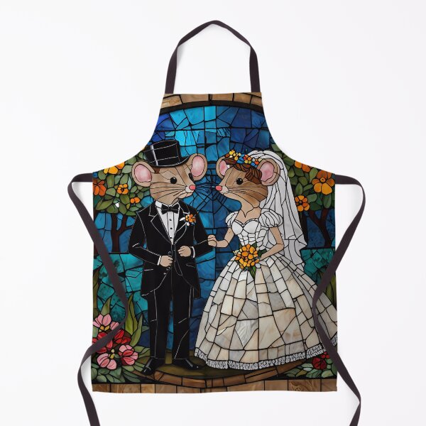 Item preview, Cute Mouse Wedding Couple Mosaic Stained Glass designed and sold by FocusedArt.