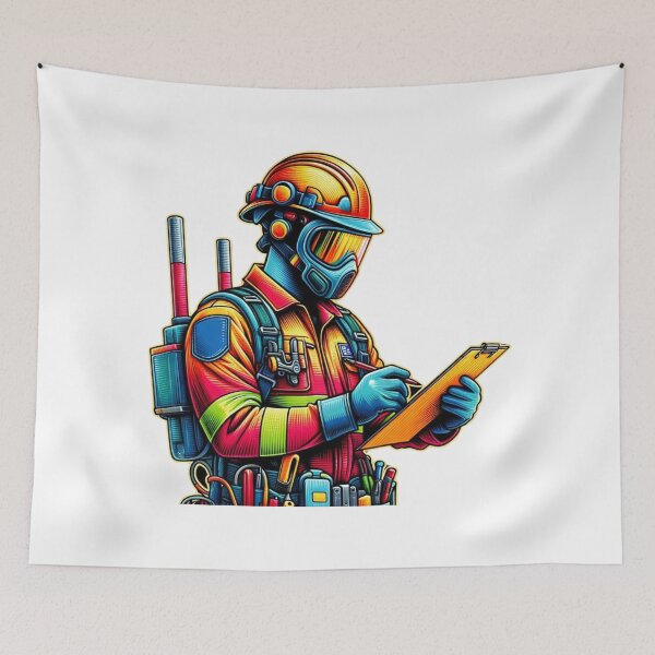 Item preview, Colorful illustration of an occupational safety specialist in action from Rafal Markowski Training Center designed and sold by RafalMarkowski.