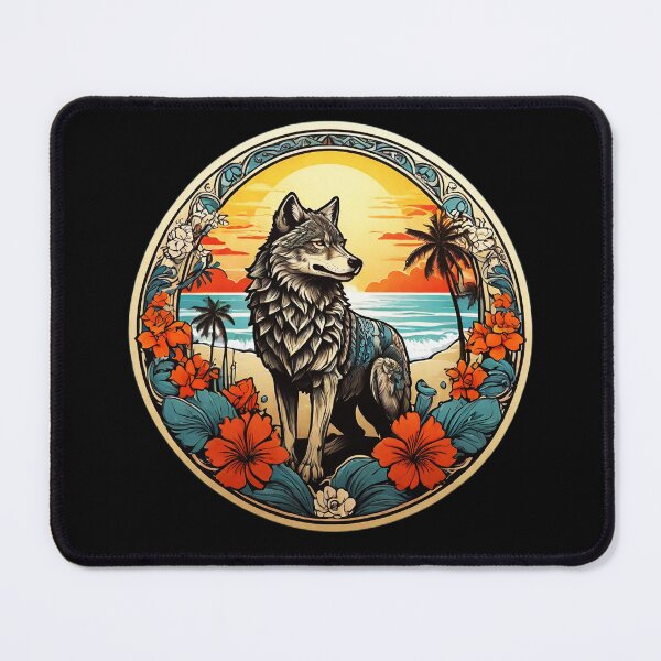 Item preview, Sunset Wolf by The Ocean with Hawaiian Orchids designed and sold by NautiChic.