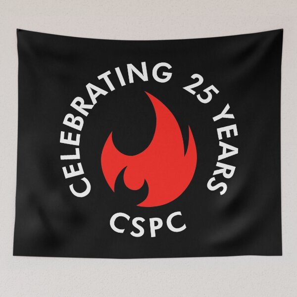 Item preview, CSPC 25th Anniversary Red Flame White Text for dark colored garments designed and sold by The CSPC.