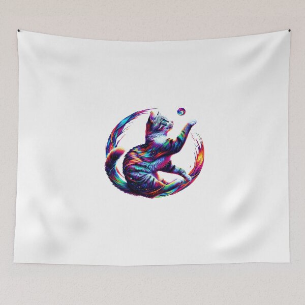 Item preview, Colorful playing cat designed and sold by ModederZukunft.