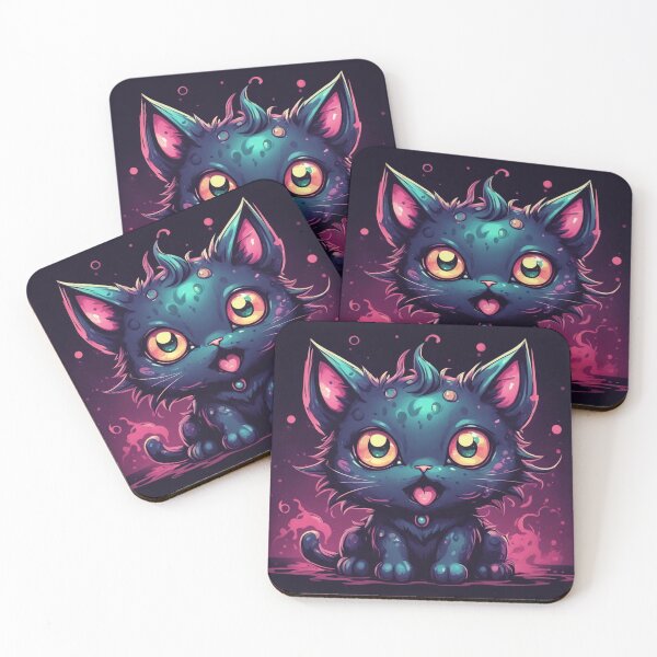 Aperçu de l'œuvre Kawaii mignon chat noir, sorcellerie, dessin animé créée et vendue par Burn-Ego.