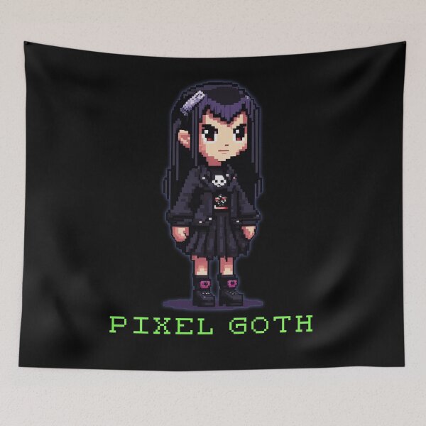 Item preview, Pixel Goth Girl, 8 Bit Character, Pixel Art designed and sold by Burn-Ego.