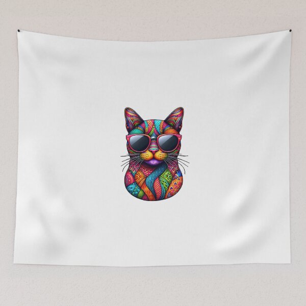 Item preview, Colorful cat with sunglasses designed and sold by ModederZukunft.
