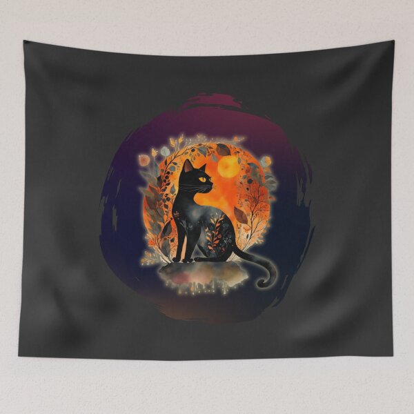 Item preview, Witchy Black Cat On A Fire Moon designed and sold by RakelMacc.