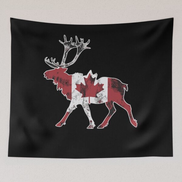 Item preview,  Maple Leaf Patriotic Caribou Flag Canada designed and sold by Smix Pixels.