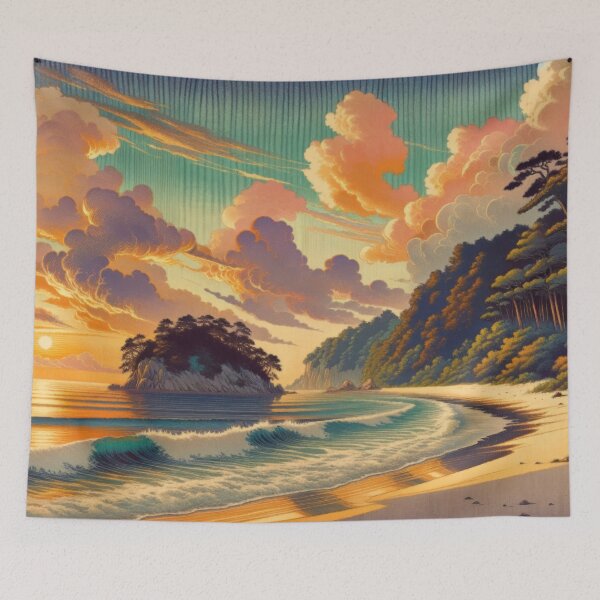 Item preview, Morning Views at Hennen - A Contemporary Ukiyo-e Nature Landscape designed and sold by Kijiermono.
