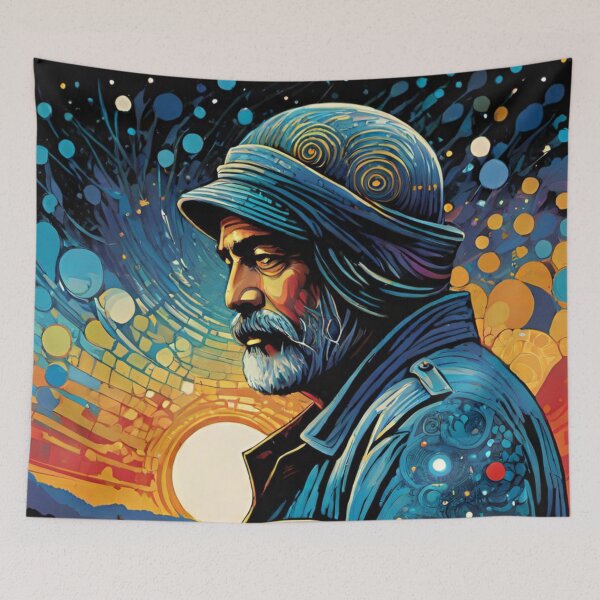 Item preview, hombre, arte, puesta de sol, orilla, mar designed and sold by DonnaBlankaArt.