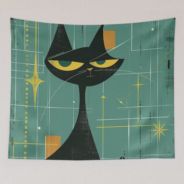 Item preview, Modern Retro Vintage Cat Art designed and sold by nomiraclehere.