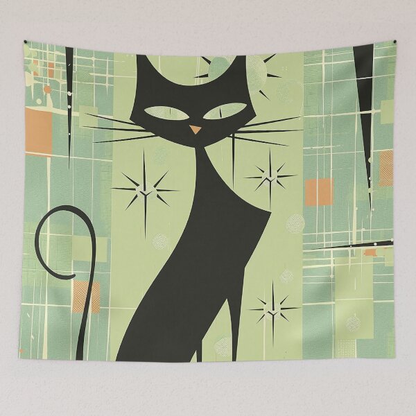 Item preview, Modern Retro Vintage Cat Art designed and sold by nomiraclehere.