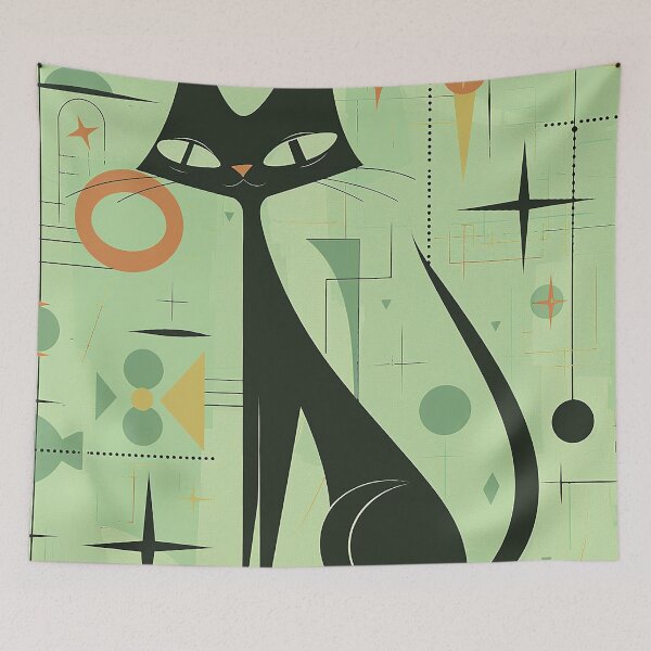 Item preview, Modern Retro Vintage Cat Art designed and sold by nomiraclehere.