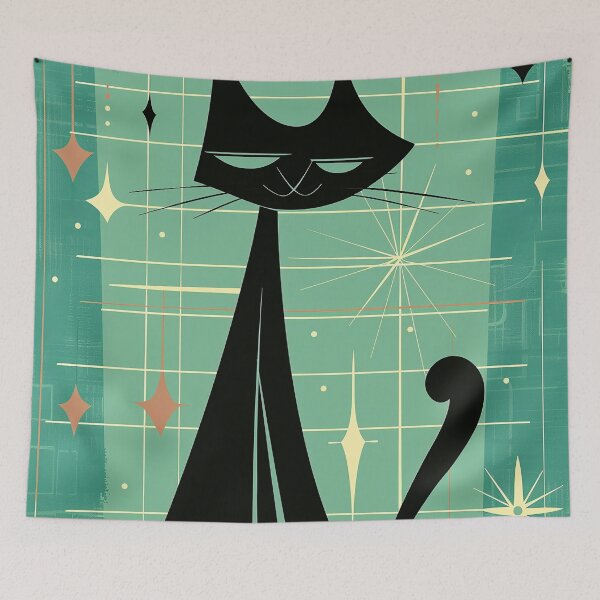 Item preview, Modern Retro Vintage Cat Art designed and sold by nomiraclehere.