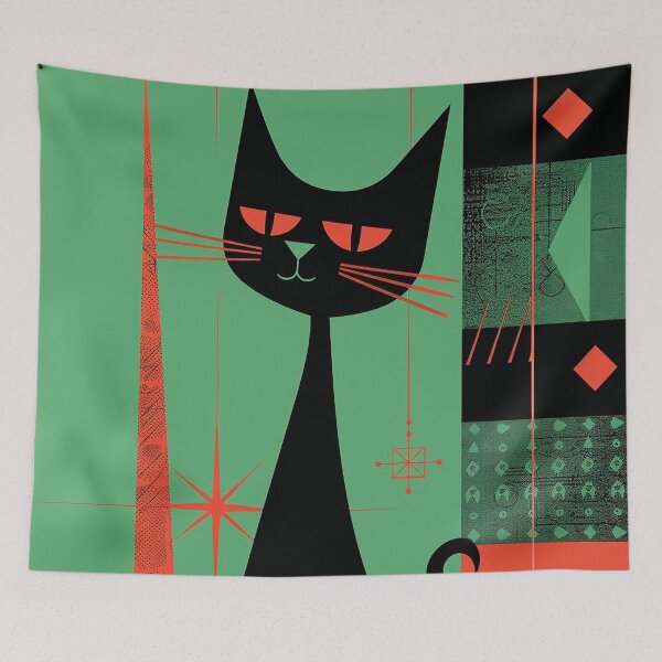 Item preview, Modern Retro Vintage Cat Art designed and sold by nomiraclehere.