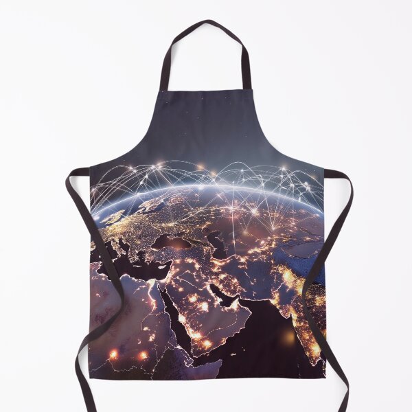 Item preview, A night view of Earth from space, showcasing the illuminated continents of Europe, Africa, and Asia, interconnected by a web of glowing lines designed and sold by homydesign.
