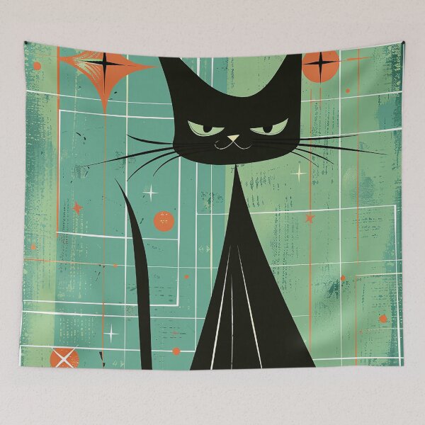 Item preview, Modern Retro Vintage Cat Art designed and sold by nomiraclehere.