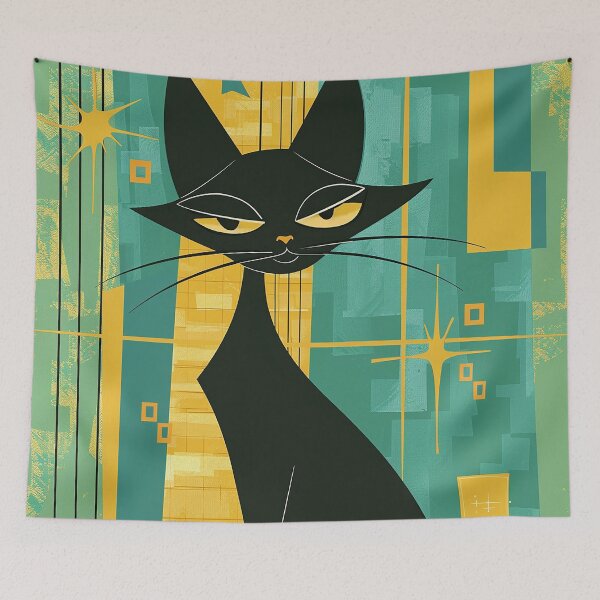Item preview, Modern Retro Vintage Cat Art designed and sold by nomiraclehere.