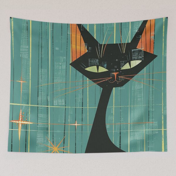 Item preview, Modern Retro Vintage Cat Art designed and sold by nomiraclehere.