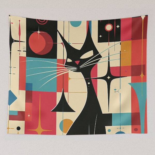 Item preview, Modern Retro Vintage Cat Art designed and sold by nomiraclehere.