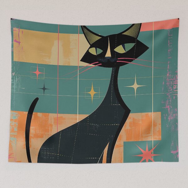 Item preview, Modern Retro Vintage Cat Art designed and sold by nomiraclehere.