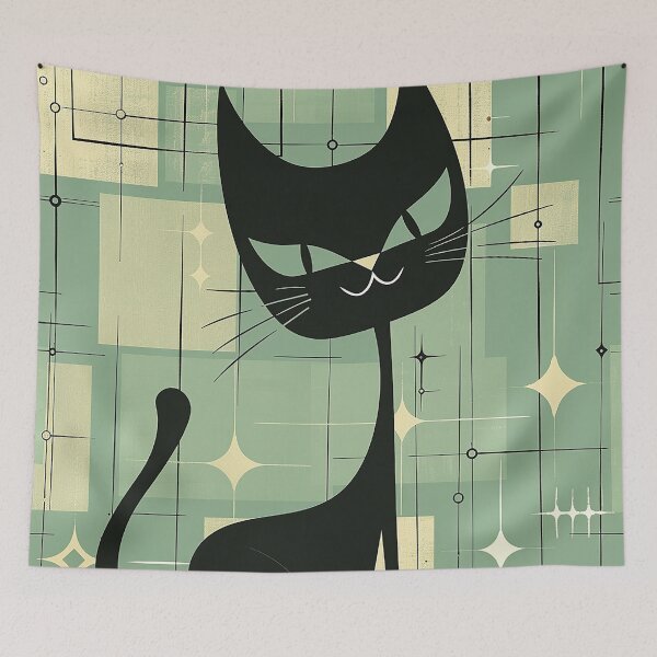 Item preview, Modern Retro Vintage Cat Art designed and sold by nomiraclehere.