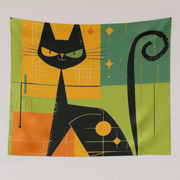 Item preview, Modern Retro Vintage Cat Art designed and sold by nomiraclehere.