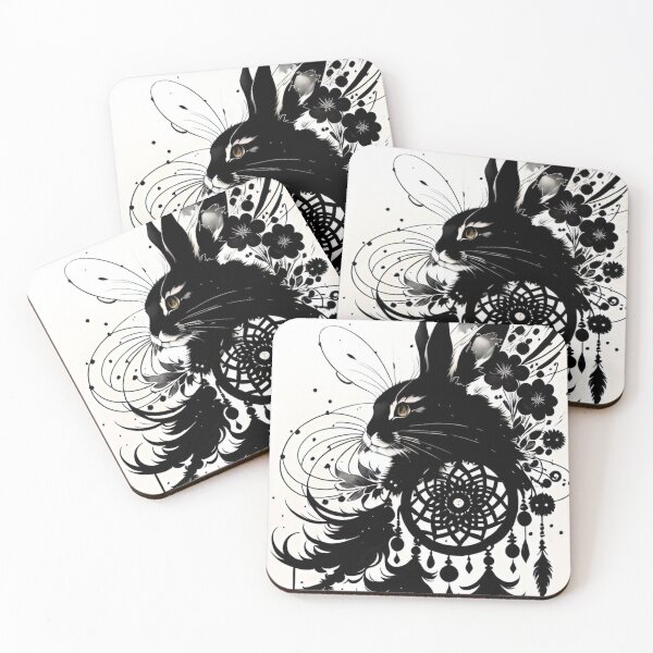 Item preview, rabbit, dreamcatcher, amulet, ink, art, drawing, abstraction designed and sold by DonnaBlankaArt.