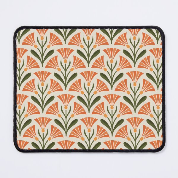 Item preview, KF 0263 B - Vintage Retro 70s Floral Pattern in Orange Green Cream designed and sold by KhakiFinch.