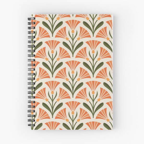 Item preview, KF 0263 B - Vintage Retro 70s Floral Pattern in Orange Green Cream designed and sold by KhakiFinch.