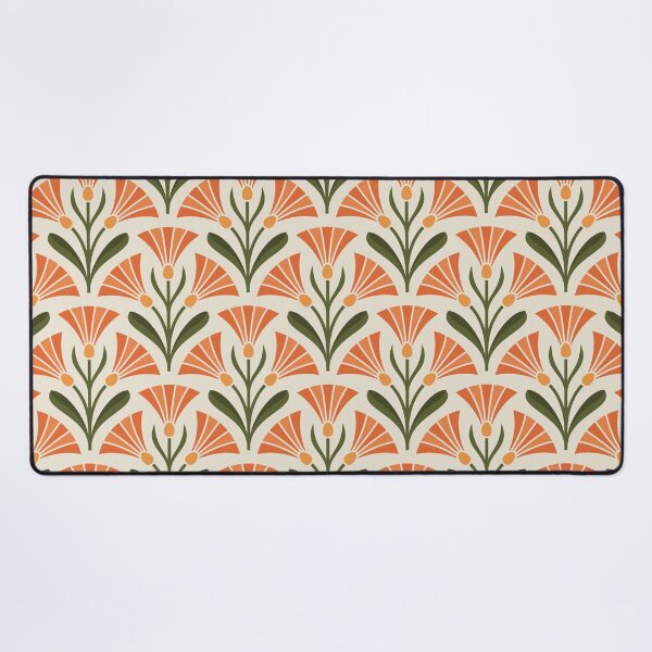 Item preview, KF 0263 B - Vintage Retro 70s Floral Pattern in Orange Green Cream designed and sold by KhakiFinch.