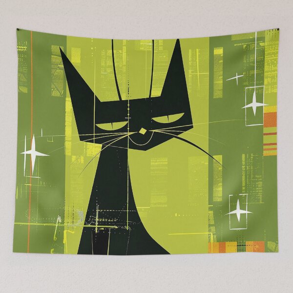 Item preview, Modern Retro Vintage Cat Art designed and sold by nomiraclehere.