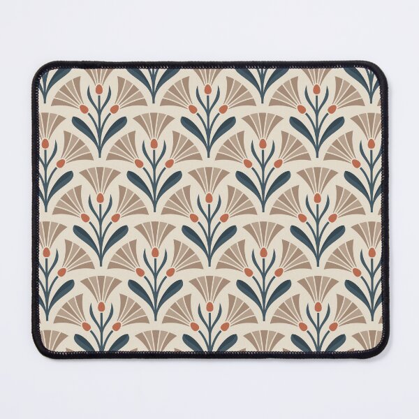 Item preview, KF 0263 A - Vintage Retro 70s Floral Pattern in Beige Navy Red Cream designed and sold by KhakiFinch.