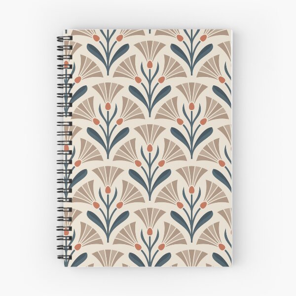 Item preview, KF 0263 A - Vintage Retro 70s Floral Pattern in Beige Navy Red Cream designed and sold by KhakiFinch.