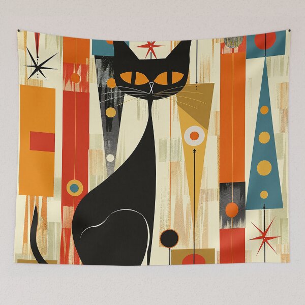 Item preview, Modern Retro Vintage Cat Art designed and sold by nomiraclehere.