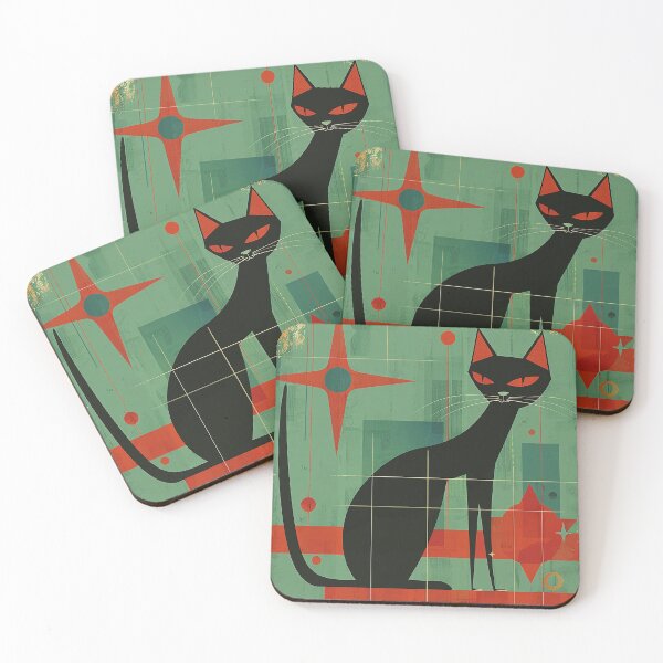 Item preview, Modern Retro Vintage Cat Art designed and sold by nomiraclehere.