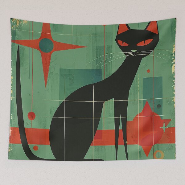 Item preview, Modern Retro Vintage Cat Art designed and sold by nomiraclehere.