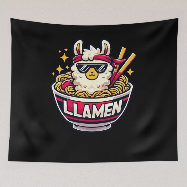 Item preview, Funny Llamen Llama Ramen Anime Kawaii Eating Noodles designed and sold by Dressed For  Duty.