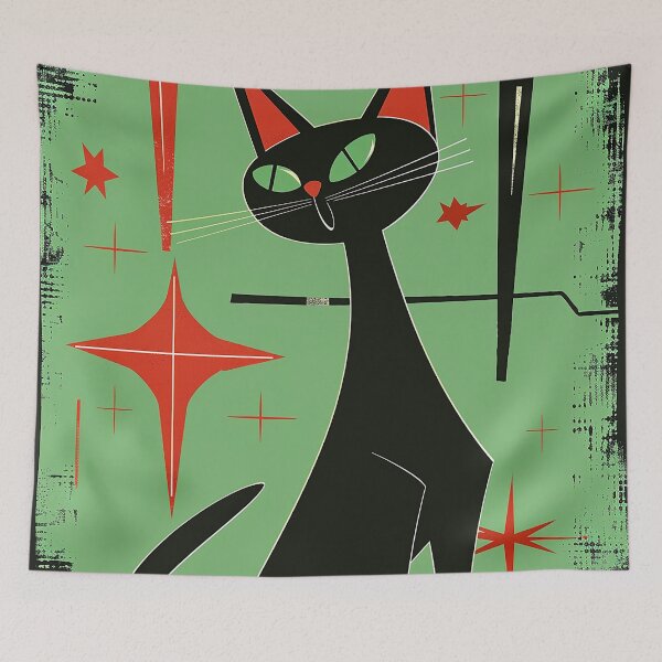 Item preview, Modern Retro Vintage Cat Art designed and sold by nomiraclehere.