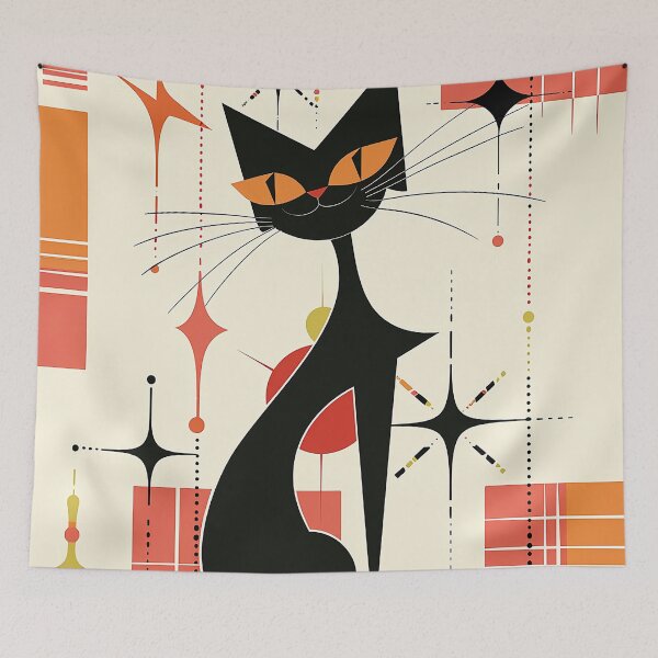 Item preview, Modern Retro Vintage Cat Art designed and sold by nomiraclehere.