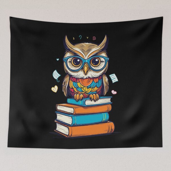 Item preview, Cute Owl Reading Book Illustration Fun designed and sold by LuminOrb.