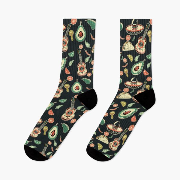 Item preview, Holy Moly, Guacamole! Mexican Style Pattern on the Black Background  designed and sold by IraNiva.